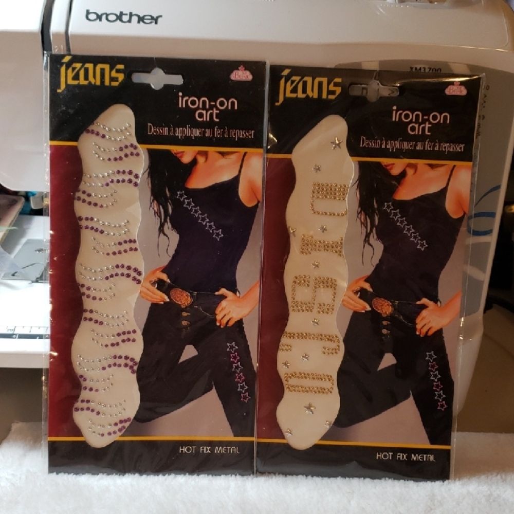 Jeans Iron-On Art with Rhinestones 2 Pack
